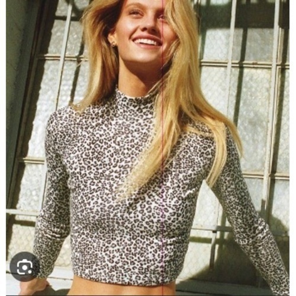 Gaze Leopard Print Mock Neck Long Sleeve Top Women's XS Made in Mexico